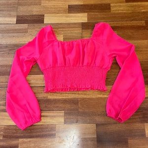 Hot Pink Long Sleeve Blouse
